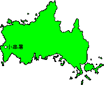山口県の地図から小串警察署の位置