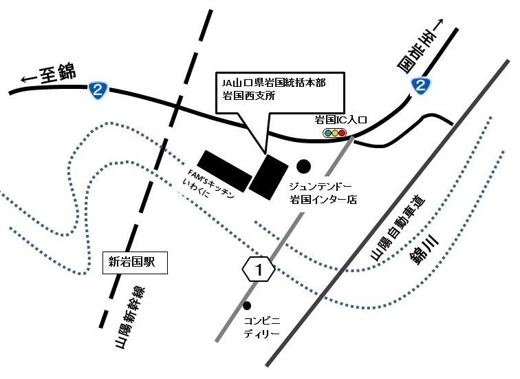 JA山口県岩国統括本部岩国西支所位置図