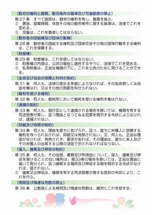 日本国憲法（抄）（第27条～第29条、第31条～第36条）