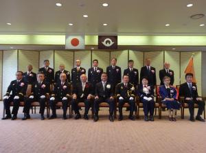 山口県消防表彰式で記念撮影する柳居議長