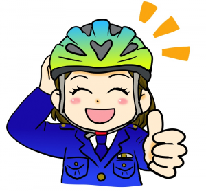 女性警察官　乗車用ヘルメット着用　イラスト