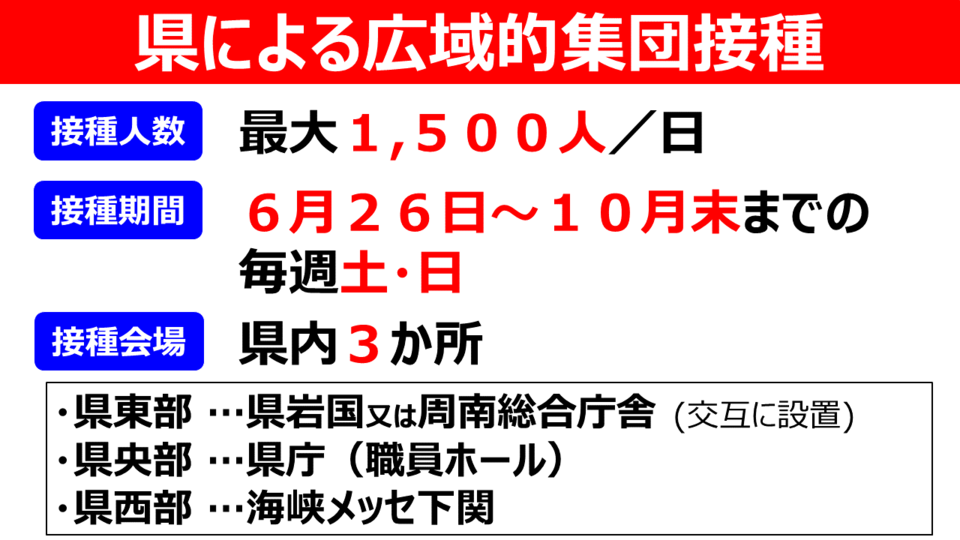 県による広域集団接種