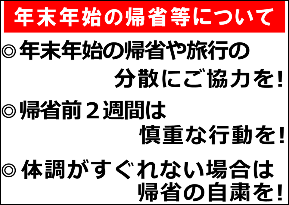 年末年始の帰省等について