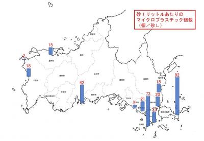 山口県の海岸漂着マイクロプラスチック図