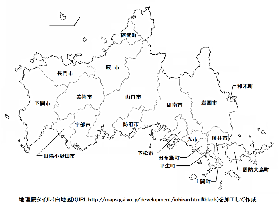 山口県の地図