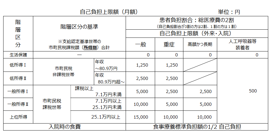 自己負担上限額管理表