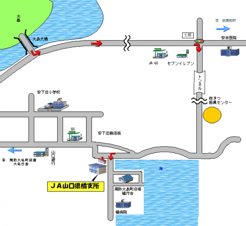JA山口県橘支所位置図