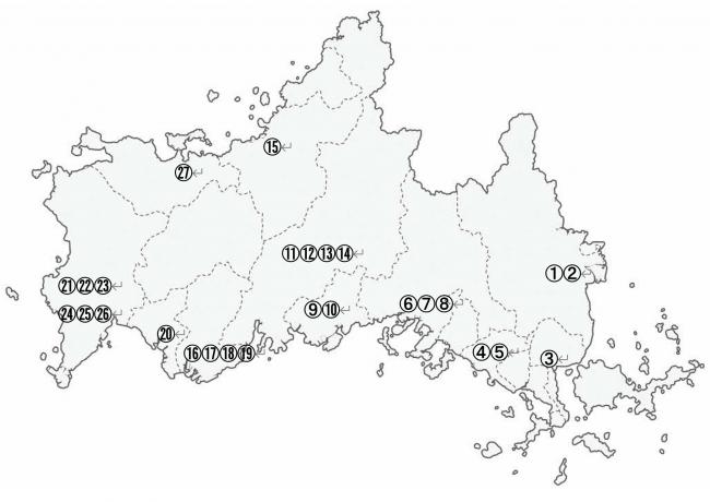 山口県の分娩取扱施設の分布図