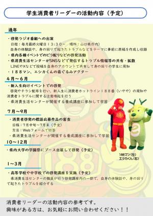 学生消費者リーダー募集チラシ裏面