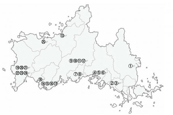 山口県の分娩取扱施設の分布図