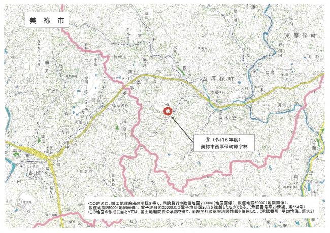 令和6年度美祢市西厚保町原字林の位置図