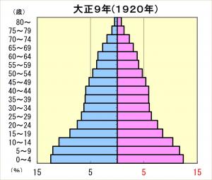 大正9年人口ピラミッド 人口ピラミッド(大正)