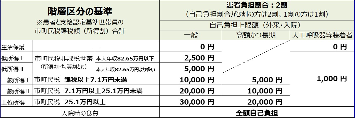 自己負担上限額についての画像