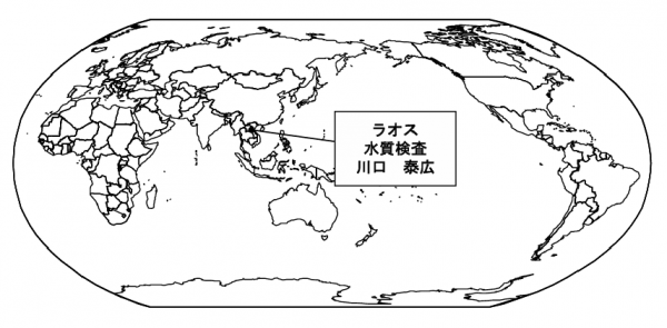 ラオスの位置を表す世界地図