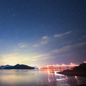 周防大橋と流れ星