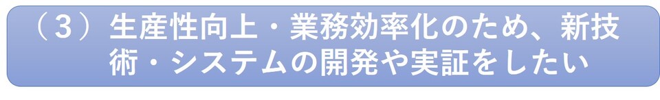 生産性向上・業務効率化のため、新技術・システムの開発や実証をしたいの画像