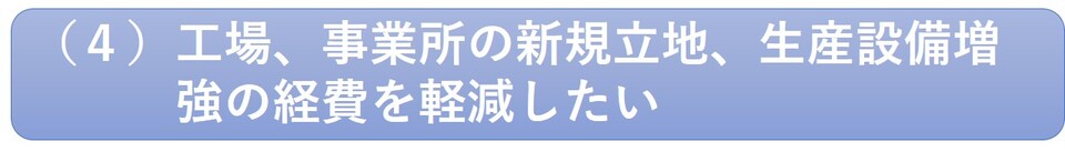 工場、事業所の新規立地、生産設備増強の経費を軽減したいの画像