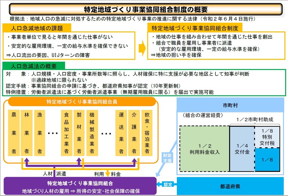 特定地域づくり事業協同組合制度の概要の画像