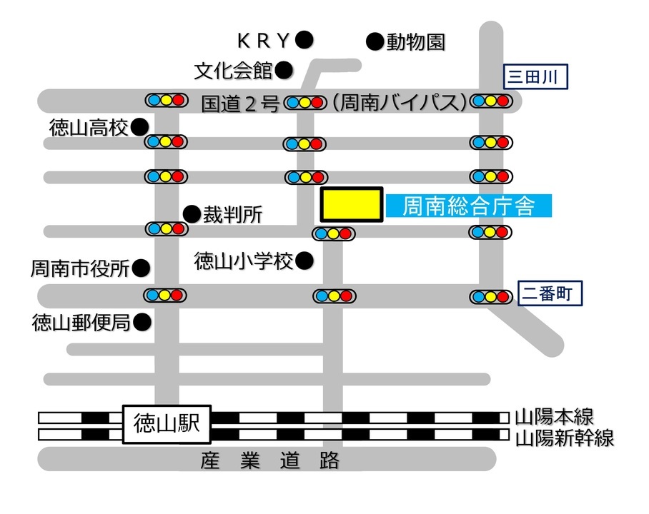 周南県民局の位置図です。