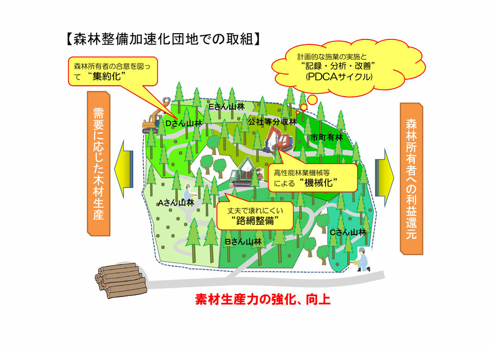 森林整備加速化団地での取組イメージ