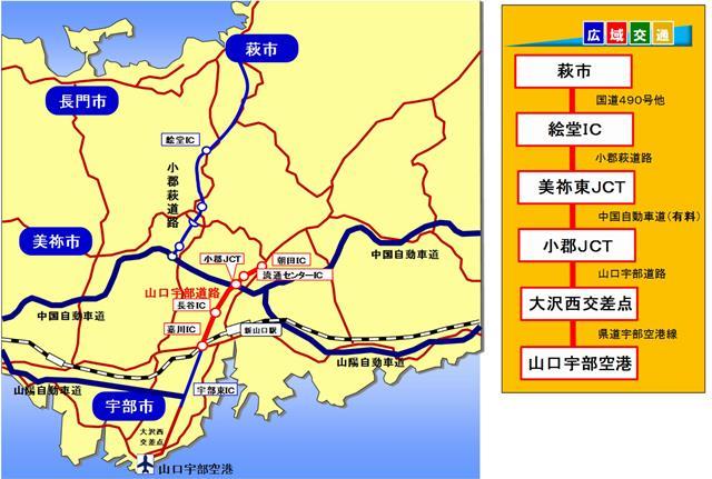 山口宇部道路概略図