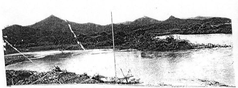 旧菊川町（船津橋下流）堤防決壊箇所　昭和34年7月14日洪水