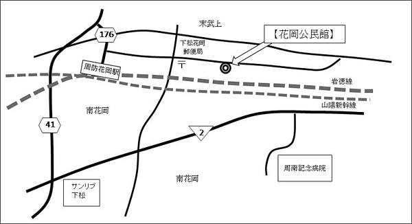 荒天時会場　「花岡公民館」位置図の画像